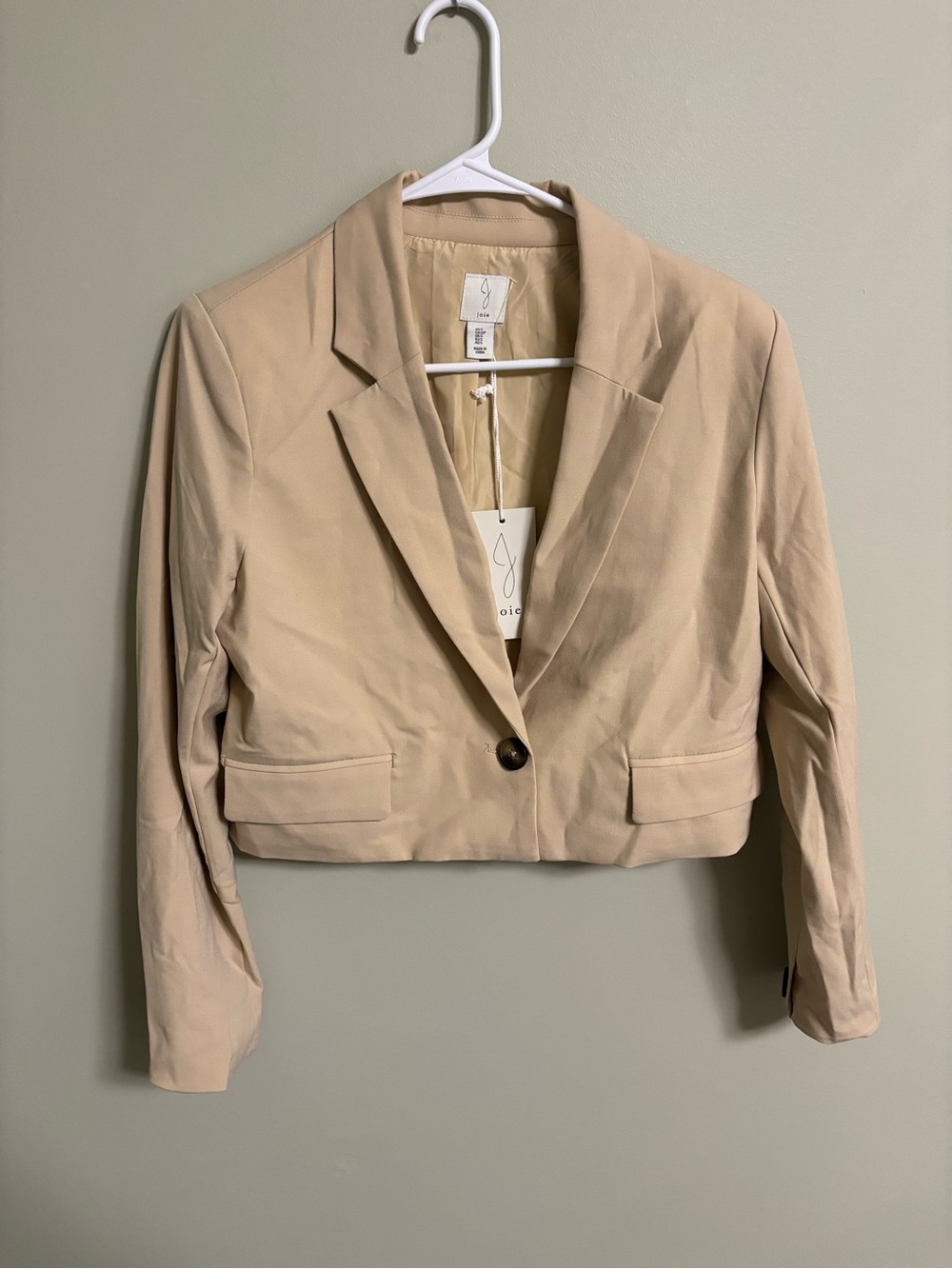 Joie Cropped Single-Button Blazer Jacket Beige  Size Small New Neutral Office